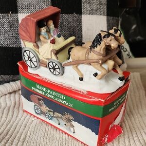 Vintage Christmas Village Hand-Painted Porcelain Carriage